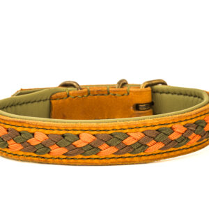 Handgemaakte leren cognac kleurige halsband